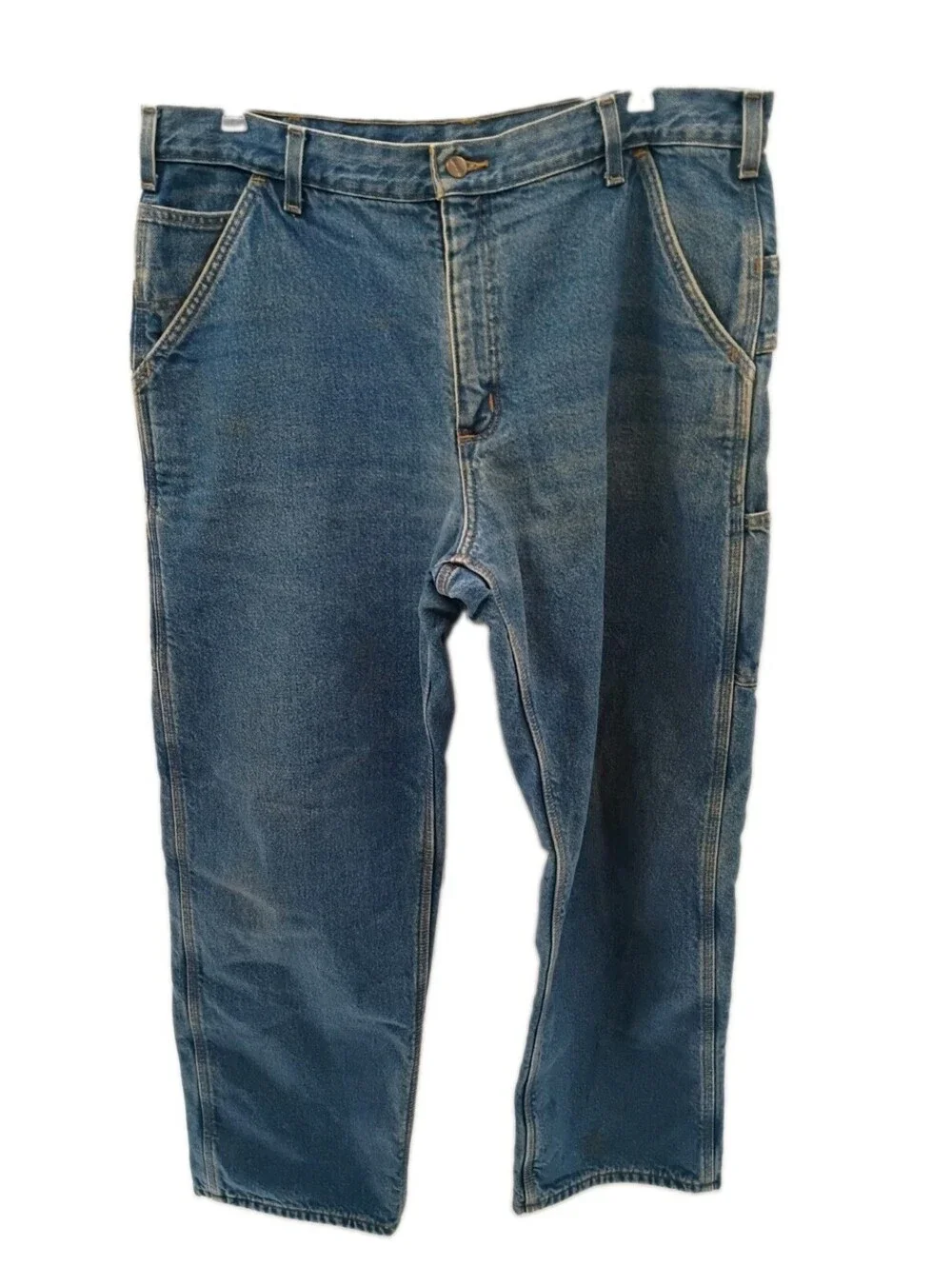Carhartt Jeans Mens 38X32 Blue Denim Dungaree Fit Fleece Lined Workwear Outdoor